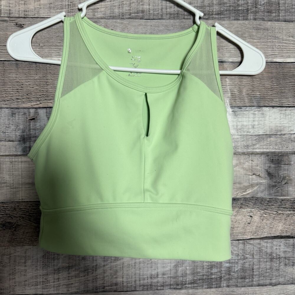 Buffbunny Womens Sports Bra Crop Top Mesh Keyhole Athletic M Green